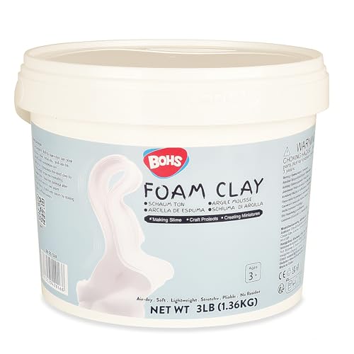 BOHS Foam Clay Pro - 3 lbs Bucket, Air Dry, No Cracks, No Stains - Modeling Clay for Adult Arts & Crafts Projects, Cosplay Items, Figurines - Age 3 Years & up