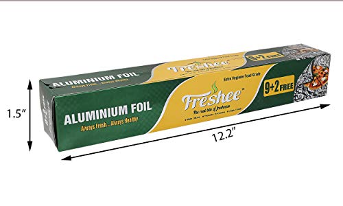 Image of Freshee 9 Plus 2 m Aluminium Silver Kitchen Foil Roll Paper Pack of 5|11 Micron Thick|Food wrap|Disposable Food Parcel|Fresh Food|Food Grade