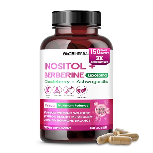 Liposomal Inositol with Berberine, Chasteberry & Ashwagandha – Supports Women’s Wellness, Hormone Balance & Metabolism – 150 Capsules
