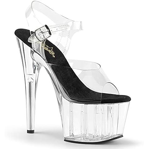 Pleaser ADORE-708 Clear Black Ankle Strap Heels Cover