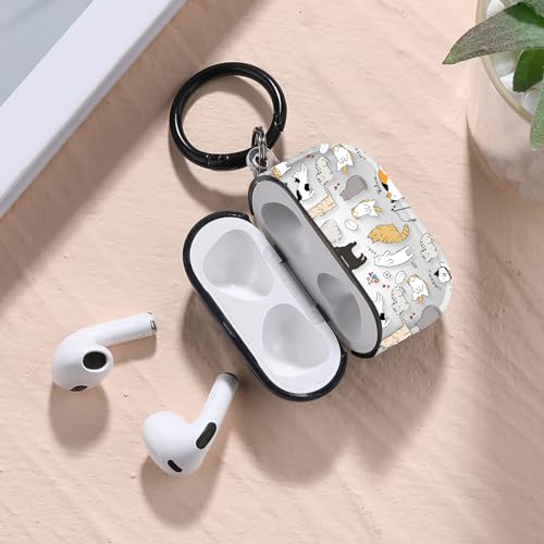 Image of Gedicht Kitty Cat Pattern TPU Soft Case for Airpods 3, Shockproof with Cleaner Kit & Keychain