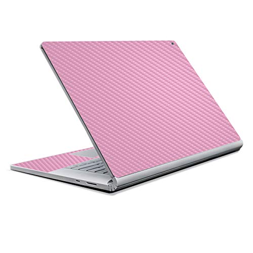 Image of MightySkins Carbon Fiber Skin for Microsoft Surface Book 2 13 inch (2017) - Solid Pink,Protective, Durable Textured Carbon Fiber Finish,Easy to Apply, Remove, and Change Styles,