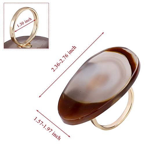 WarmHut Set of 6 Natural Agate Slice Napkin Rings - Unique Napkin Ring Holder for Holiday Christmas Parties Dinner Table Wedding Receptions Valentine's Day(White)