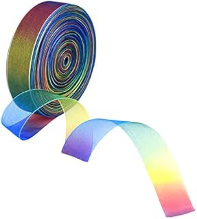 1 Inch Shimmer Sheer Organza Ribbon, Rainbow Colors (50 Yard)