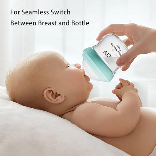 Image of yanyoyo Natural Glass Baby Bottle for Breastfeeding Babies, 5.4oz Anti-Colic Baby Bottle with Natural Response Nipple(S), Clear, Wide Neck, 4 Pack, 1 Months+