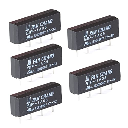 Hailege 5pcs SIP-1A05 5V Reed Schaltrelais 5V SIP-1A05 Reed Relais Schalter 4 Pins DC Widerstand 450-550ohm