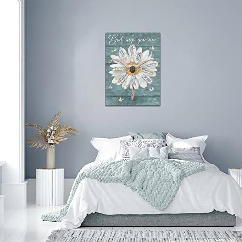 Daisy Bathroom Wall Art For Girl's Room Teal Floral Wall Decor Motivational Dancing Ballet Girl Pictures White Butterfly Daisy Canvas Prints Painting Framed Artwork For Bathroom Bedroom 12"X16" #TOP5