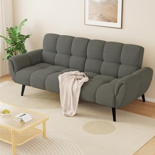 HIPIHOM Sofa Mit Schlaffunktion, Klappsofa Sofa 3 Sitzer, Schlafsofa 195x85cm, Bequemes Geeignet Für Wohnzimmer, Büro, Lounge, Zimmer, Schlafzimmer (Zweites Grau)