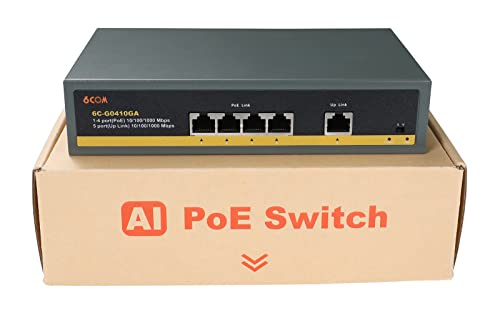 Image of 5 Port Gigabit Unmanaged PoE Switch with 4 Gigabit PoE+ Port, 1 Gigabit UP Link Port, 802.3af /at 78W (52V 1.5A), Built-in Power, Plug and Play