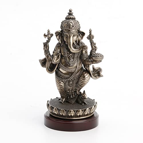 Estatua de Lord Ganesha con base de madera