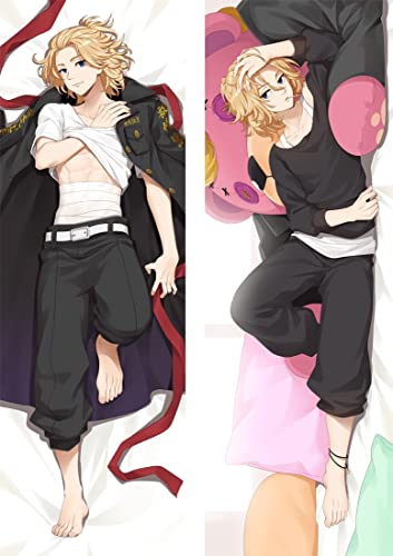 Tokyo Revengers Manjiro Body Pillow Case Cover Dakimakura(59.1x19.7in/150x50cm) Satin Peach/Peach Skin