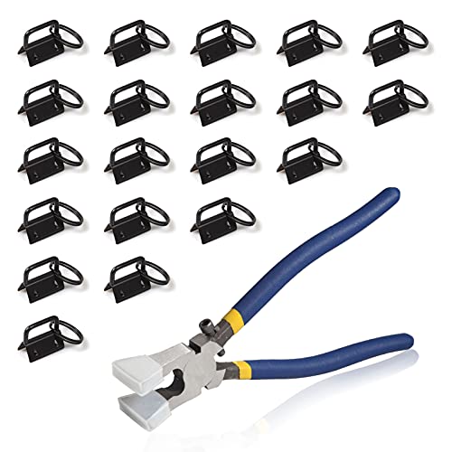 SPEEDWOX ひも留金具 20個 プライヤー セット アンティークシルバー 銀古美 約21mm幅 平ヒモ用 紐留め ワニカン 留め具 ワニグチ エンドパーツ バッグ用止めくわえカン 基礎 ツール 工具 ストラップ キーホルダー 手芸用品 アクセサリー製作 手作り ハンドメイド