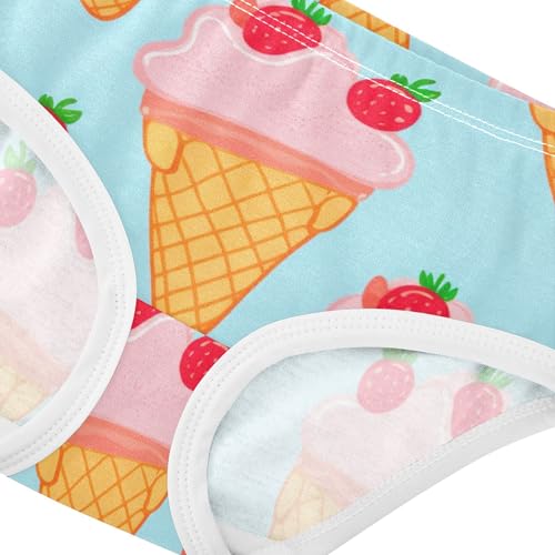 Cartoon Ice Cream Strawberries Blue Panties for Girl Girls Underwear Toddlers Cotton Fun Print Briefs Girls Undies 2t4