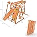 Avenlur 8-in-1 Small Indoor/Outdoor Playset – Foldable Wooden Kids Play Set for Backyard – Kid Playground for Toddlers Age 2–6 with Slide, Monkey Bars, 2 Ladders, 2 Swings, Rock Climbing, Gym Rings