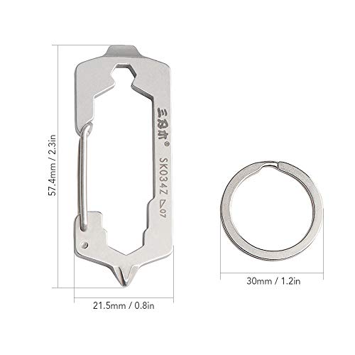 Chaveiro, Romacci Porta-chaves Mosquetão Multifuncional de Aço Inoxidável Equipamento de Sobrevivênc