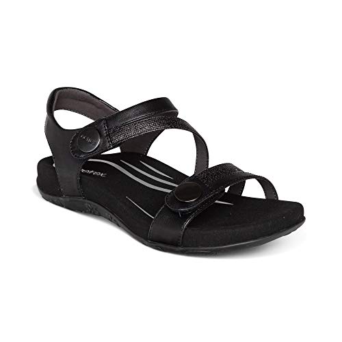 Aetrex Womens Jess Orthopedic Adjustable Quarter Strap Sandals - Comfort Memory Foam Fashion Flat Womens Sandals with Arch Support