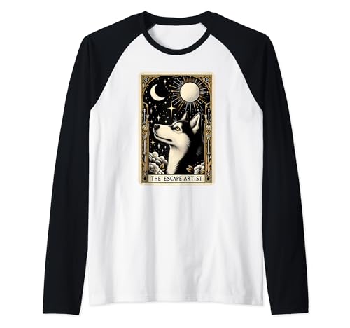 Divertida tarjeta de tarot Husky siberiano Husky Amante Hombres Mujeres Camiseta Manga Raglan