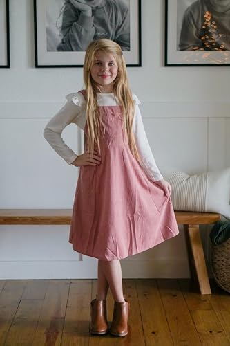 Image of HIHA Little Girls Adjustable Corduroy Pinafore Overall Dress Set Size 6-12