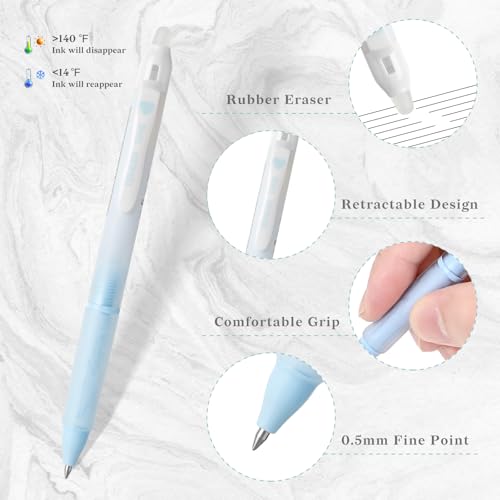 Bolígrafos retráctiles borrables de gel 0.5 mm, 18 piezas miniatura 3