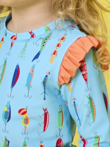 Image of RuffleButts Baby Girls Modern Skirted Rash Guard Bikini - UPF 50+ Sun Protection Swimsuit