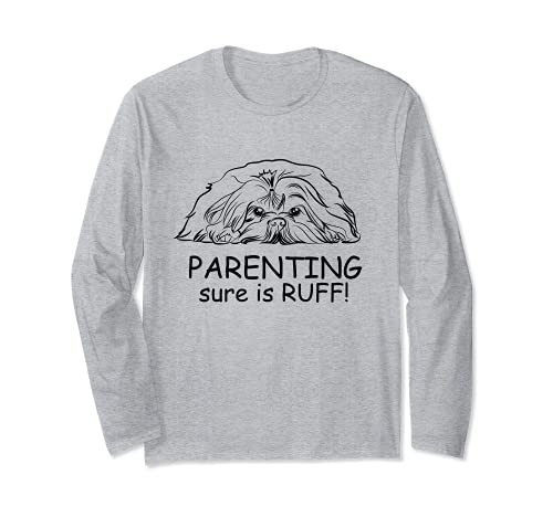 Shih Tzu Dog Love-r Cute Funny Dog Mom Long Sleeve T-Shirt, Grey