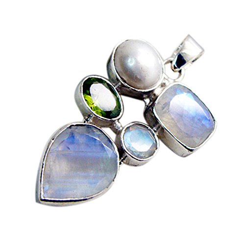 Pendentif 925 argent et gemmes naturelles mixed, le cadeau idéal unique