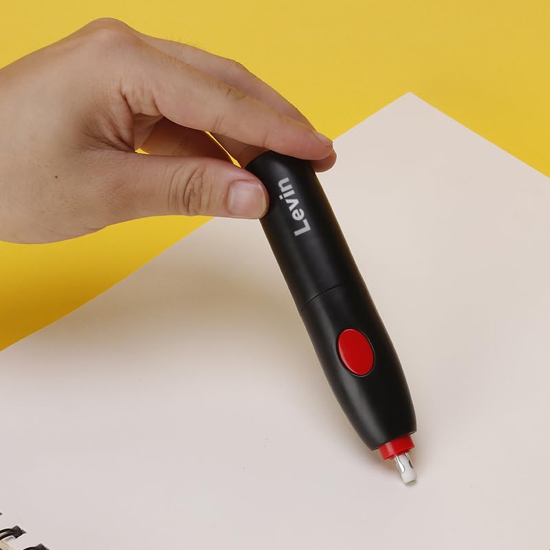 Image of Levin THE NEXT LEVEL IN OFFICE STATIONERY 8306 Electric Eraser with 16 Refills, Battery Operated Eraser, Electric Eraser Kit for Artists, Art Pencils, Drawing, Sketching, Drafting, White