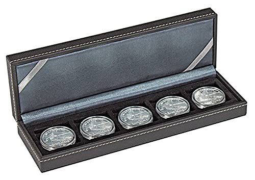 Lindner 2362-5 Estuche monedas NERA S com 5 compartimentos cuadrados para monedas o cápsulas con un diámetro de hasta 40 mm
