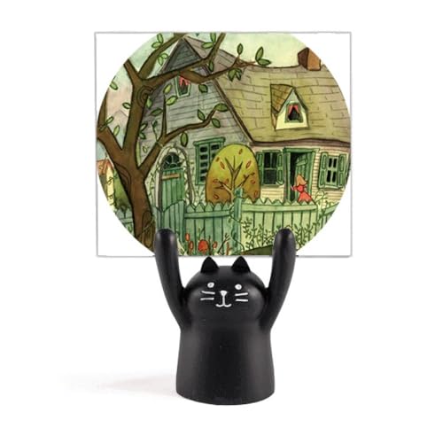 Peinture aquarelle chat porte-mémo en carton noir style downtown girl