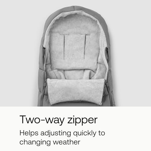 Image of Bugaboo Footmuff - All-Season Stroller Accessory Weatherproof Climate Control Removable and Reflective (Moon Grey) | Essential pram accessory for any season, moon grey