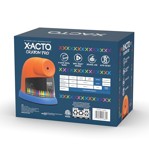 X-ACTO Crayon Pro Electric Sharpener, SafeStart Automatic Motor, Great for Home or School Use