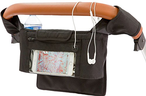 Guzzie+Guss Parent Stroller Media Console, Fits Most Stroller Handles, Features Two Insulated Cup-Holders, A Centered Storage Compartment, A Front Tactile Pocket, & A Removable Tablet Holder, Black #TOP3