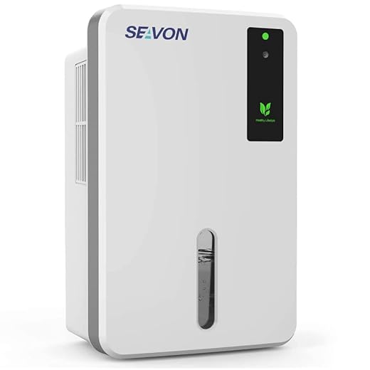 SEAVON 1500ml Dehumidifier for Home, 800-2300 Cubic Feet (256 sq ft), Portable and Compact Quiet Dehumidifiers for Basements, Bathroom, Bedroom, Closet, RV, Auto Shut Off