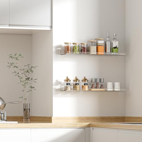 Image of upsimples 23.6 inch Acrylic Shelves for Wall Storage and Organizer, 2 Pcs