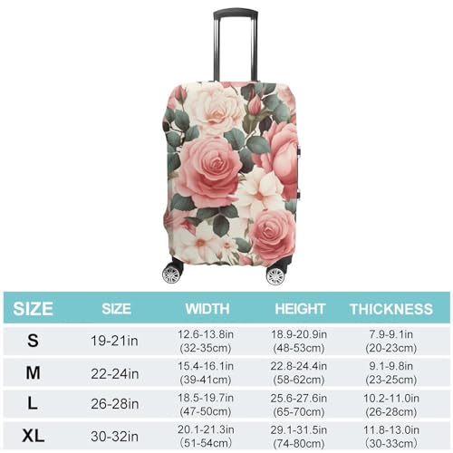 Luggage Cover Elastic Washable Suitcase Cover Dust-Proof Rose Floral Travel Luggage Cover Fashion Suitcase Protector Thickened Baggage Cover Fit 18-32 Inch Luggage M2