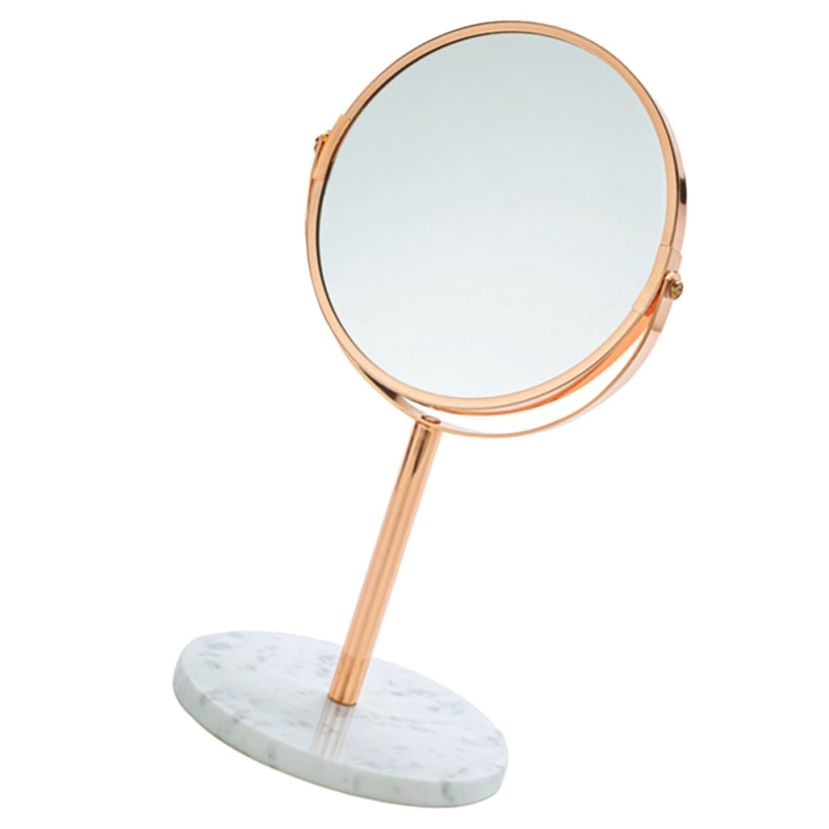 SHINEOFI Espejo de Mesa para Maquillaje Aumento 2X y Reflejo Claro, Diseño Vintage de Mármol y Metal Adecuado para Tocadores y Escritorios