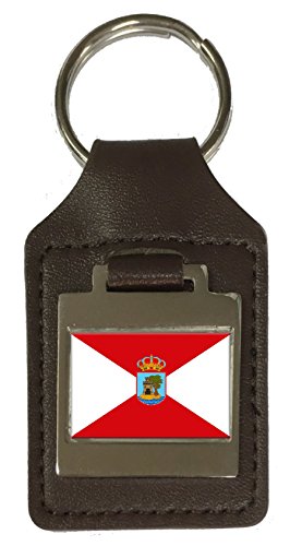 Porte-clés en cuir gravé Vigo Espagne drapeau comme idée cadeau pour homme et femme
