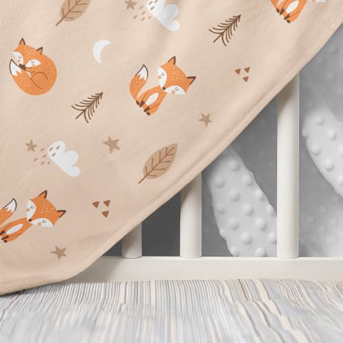 Image of SANDJEST Fox Minky Blanket 30 x 40 Inches, Gift for Christmas Birthday