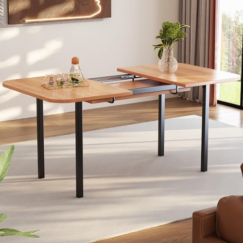 Bladez Mesa de comedor extensible para 4 – 6 personas, mesa de comedor, rectangular, 120 – 160 cm, moderna mesa de cocina en madera, 80 x 75 cm, soporte de aleación de alta resistencia (madera)