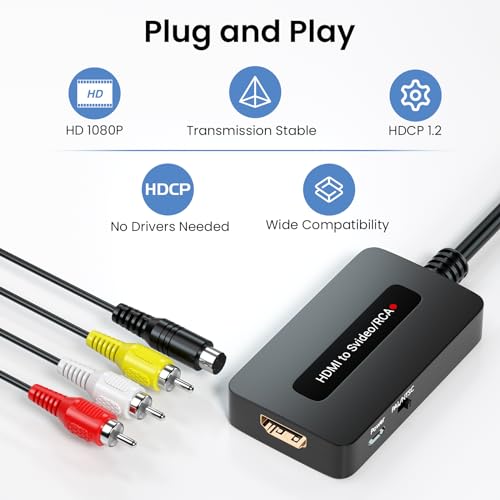 HDMI to S Video RCA Converter, 1080P HDMI to AV Composite S-Video 2 in 1 Converter for DVD/STB/PS3/PS4 to Display on Older TV with Svideo/RCA Inputs(Not Support 4k HD) by Generic - Image 4