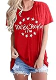 We The People 1776 Shirts for Women 4th of July T-Shirts American Flag Tee Patriotic Graphic Shirt T