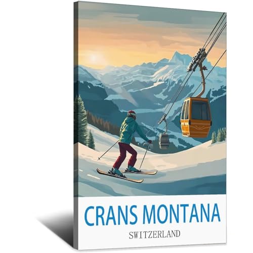 Affiche Crans Montana Suisse poster vintage LNBIAND impression de qualité