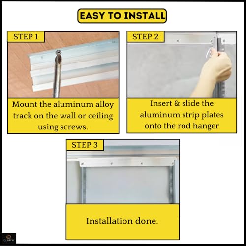 Image of Qlarity Covers 2mm PVC Magnetic Curtain Strips, 48 X 84 Inch, Transparent | 2 Pcs Wide Aluminium Alloy Track X 7Ft Long, 3 Strips, 16 Inches Wide, Vinyl Auto Closing, For Home, Shops, Warehouses