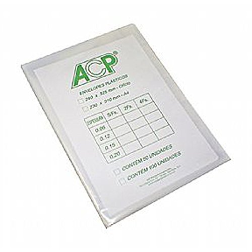 Envelope Plástico Oficio, ACP, 4furos, Grosso 0,15mm, Pacote Com 50