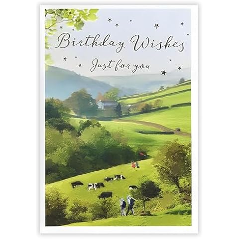 Artistic Birthday Card for Him - Countryside Design Cover