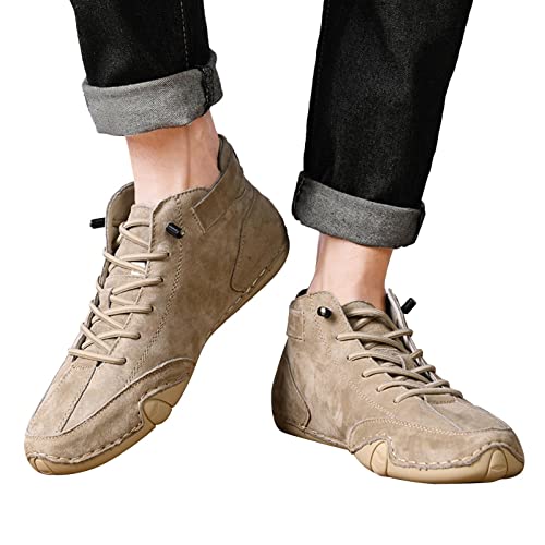 DAGY Men's Chukka Boots Italian Handmade Suede High Boots, Mens Non-Slip Waterproof Shoes, Breathable Hook & Loop Fastener Ankle Boots Chukka3