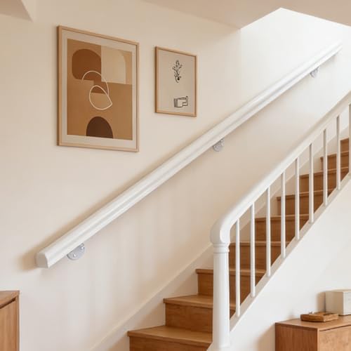Rampe d'escalier en bois blanc de 240cm pour sécuriser les chutes - 6