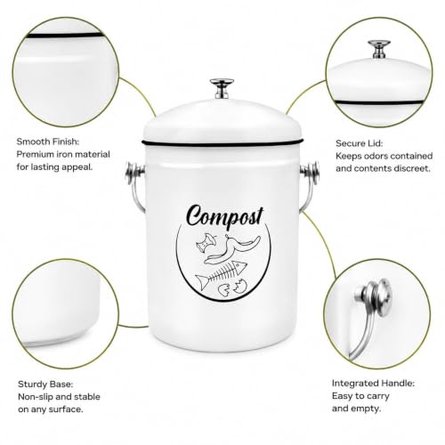 Compostador de cocina orgánico y minicontenedor de compost para encimera 4