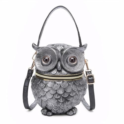 DAFFGUI Women Unique Owl PU Evening Bag Vintage Top Handle Zipper Clutch Purse for Party Gala Birthd