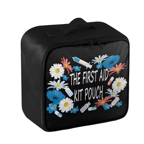 Image of Gomyblomy Daisy First Aid Kit Pouch Empty for Home Car Travel Medicine Bag Large Capacity Emergency Kits Portable First Aid Bags Empty for Nurse Doctors, Black
